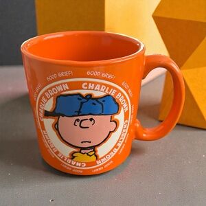 Charlie Brown Good Grief Ceramic Large Mug Dbl-Sided 2010 Collectible Orange